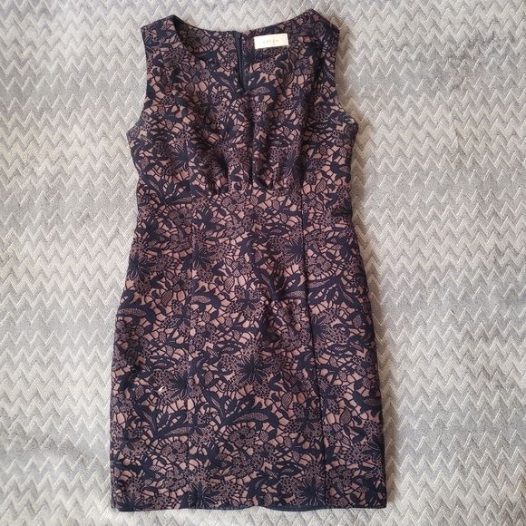 Loft 82 navy blue and cream floral lace dress - Picture 1 of 9
